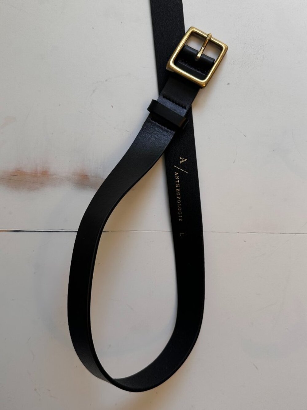 Anthropologie Black Leather and Gold/Brass Belt - Size Large